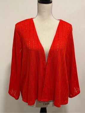 Penningtons Red Lightweight Semi Sheer Open Front Cropped Cardigan